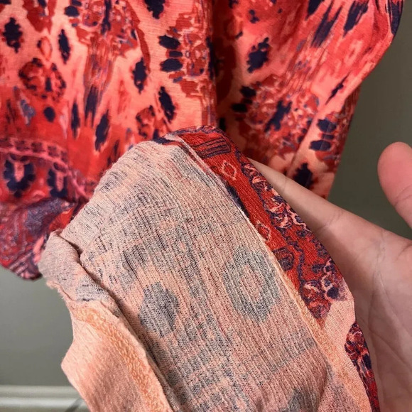 Catherines Womens Multicolor Blouse 1X Paisley Scoop Neck Short Sleeve Studded - Picture 6 of 8